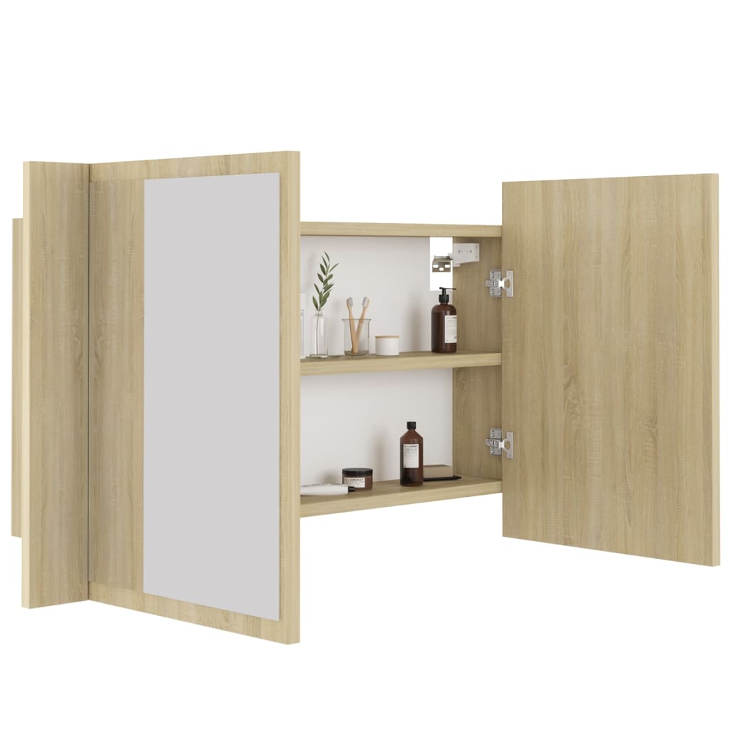 LED Bathroom Mirror Cabinet Sonoma Oak 80x12x45 cm Acrylic