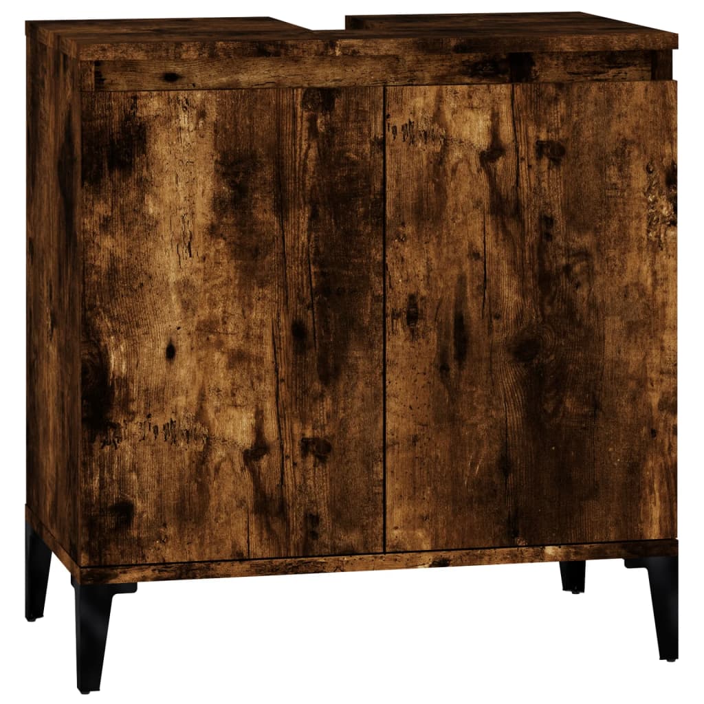 Sink Cabinet Smoked Oak 58x33x60 cm Engineered Wood