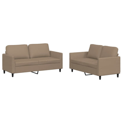 2 Piece Sofa Set with Cushions Cappuccino Faux Leather