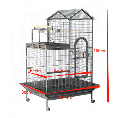 160cm XL Bird Cage Pet Parrot Aviary Budgie Perch Castor Wheels