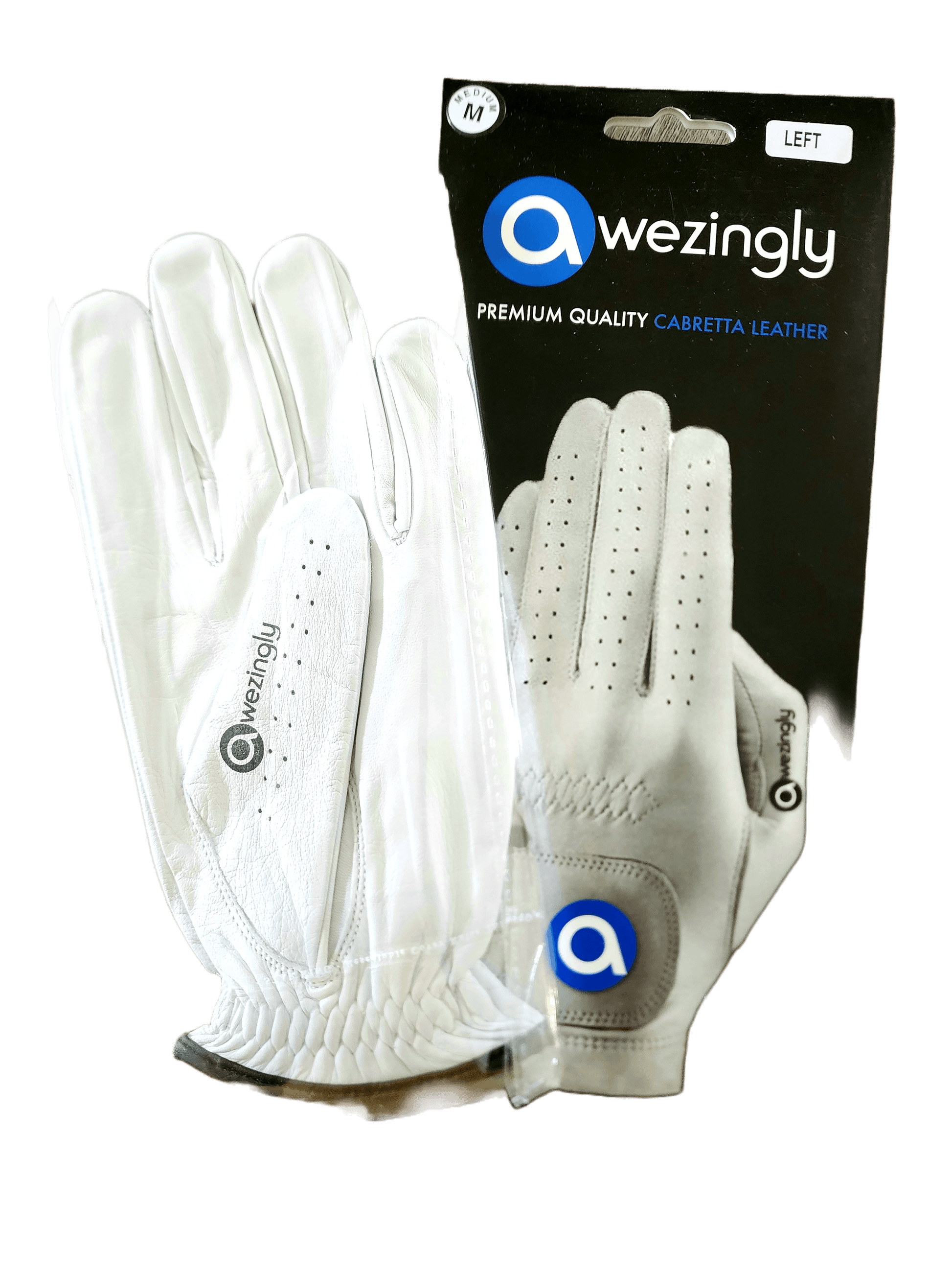Premium Quality Cabretta Leather Golf Glove for Men - White (L)