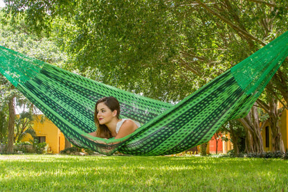 King Size Outoor Cotton Mayan Legacy Mexican Hammock in Jardin