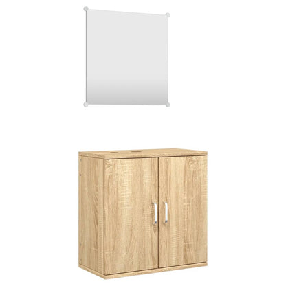 2 Piece Bathroom Furniture Set Oak Engineered Wood