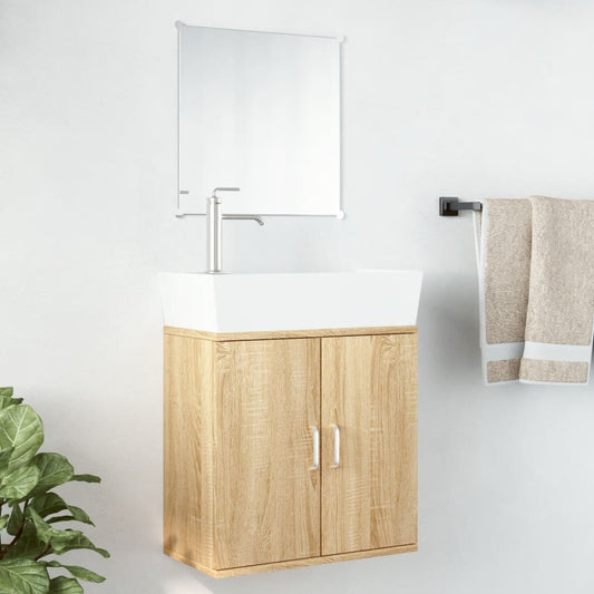 2 Piece Bathroom Furniture Set Oak Engineered Wood