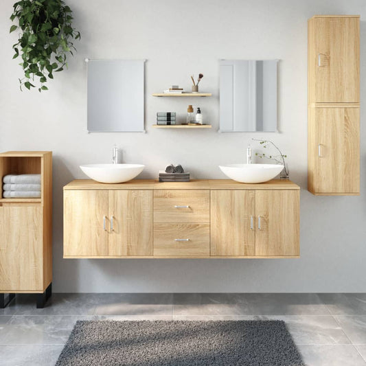 7 Piece Bathroom Furniture Set Oak Engineered Wood