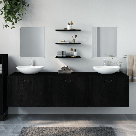 6 Piece Bathroom Furniture Set Black Engineered Wood