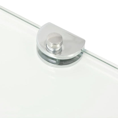 Corner Shelves 2 pcs with Chrome Supports Glass Clear 45x45 cm
