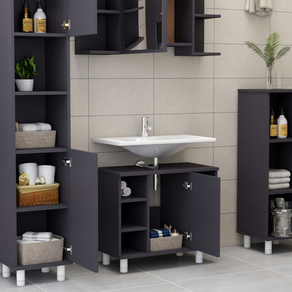 Bathroom Cabinet Grey 60x32x53.5 cm Engineered Wood