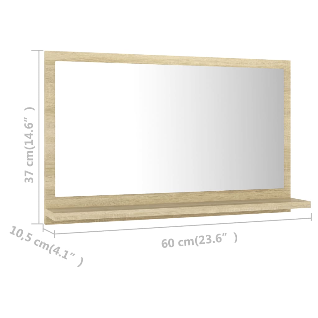 Bathroom Mirror Sonoma Oak 60x10.5x37 cm Engineered Wood