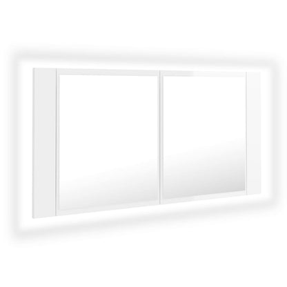 LED Bathroom Mirror Cabinet High Gloss White 90x12x45 cm Acrylic