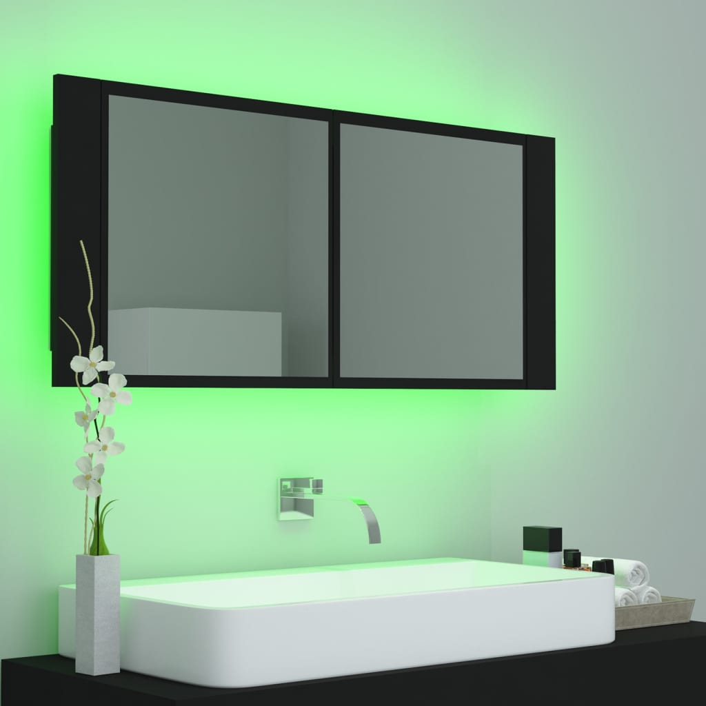 LED Bathroom Mirror Cabinet Black 100x12x45 cm Acrylic