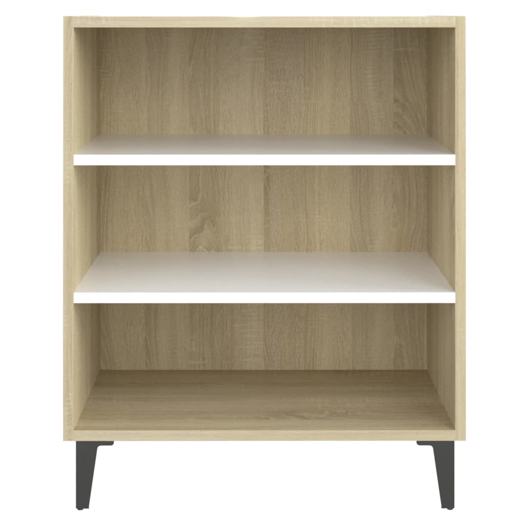 Sideboard White and Sonoma Oak 57x35x70 cm Engineered Wood