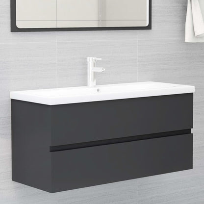 Bathroom Furniture Set Grey Engineered Wood