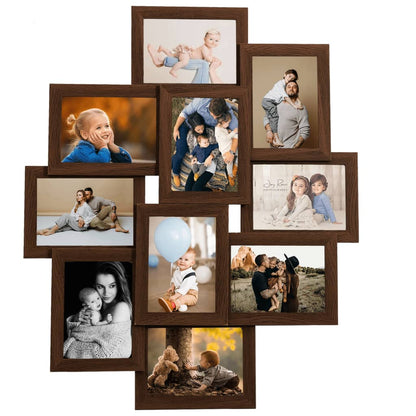 Collage Photo Frame for Picture 10 pcs 10x15 cm Dark Brown MDF