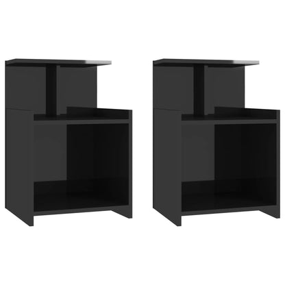 Bed Cabinets 2 pcs High Gloss Black 40x35x60 cm Engineered Wood