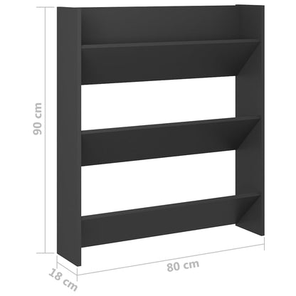 Wall Shoe Cabinet Grey 80x18x90 cm Engineered Wood