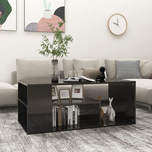Coffee Table High Gloss Black 100x50x40 cm Engineered Wood