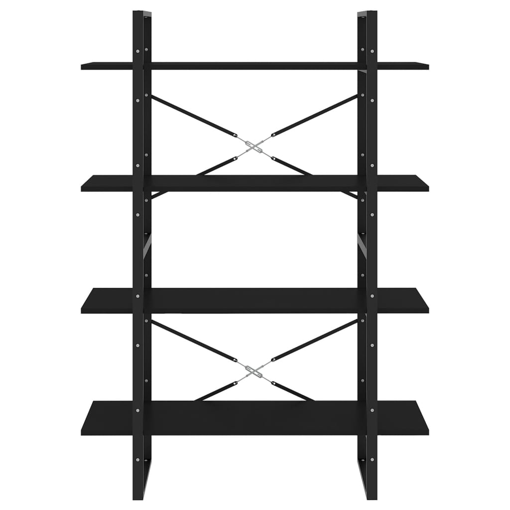 4-Tier Book Cabinet Black 100x30x140 cm Engineered Wood