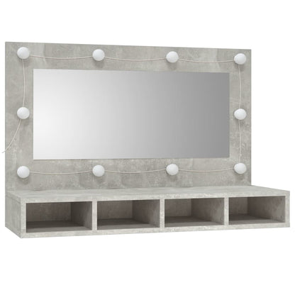 Mirror Cabinet with LED Concrete Grey 90x31.5x62 cm
