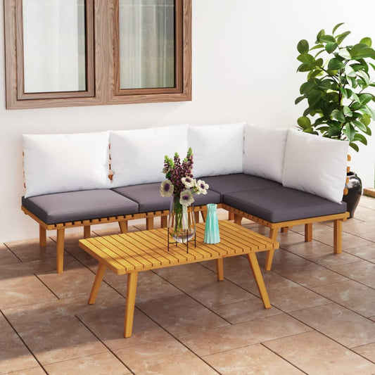 5 Piece Garden Lounge Set with Cushions Solid Wood Acacia