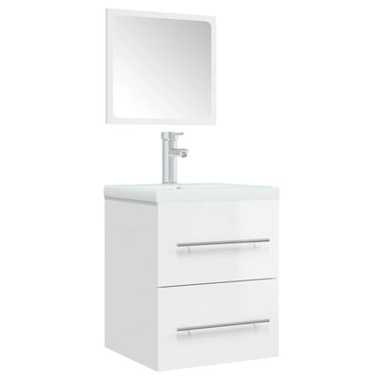Bathroom Cabinet with Mirror High Gloss White 41x38.5x48 cm