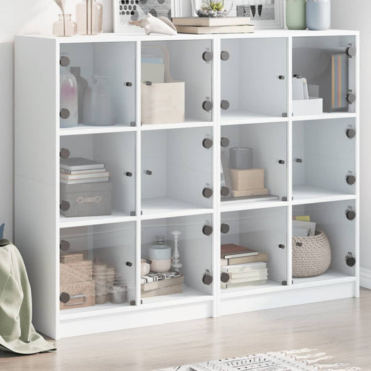 Bookcase with Doors White 136x37x109 cm Engineered Wood