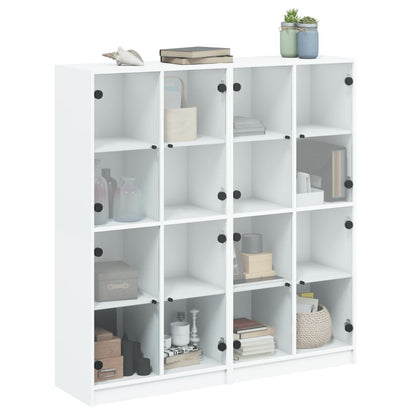 Bookcase with Doors White 136x37x142 cm Engineered Wood