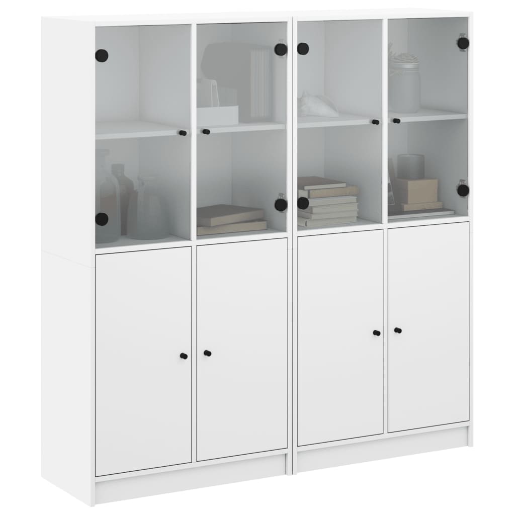 Bookcase with Doors White 136x37x142 cm Engineered Wood