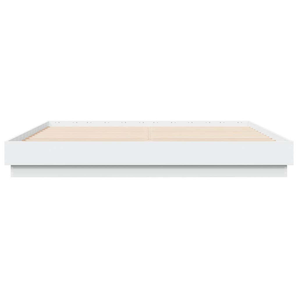 Bed Frame with LED Lights White 183x203 cm King Size