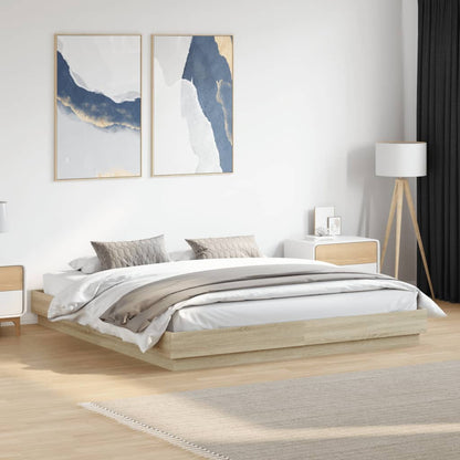 Bed Frame with LED Lights Sonoma Oak 183x203 cm King Size