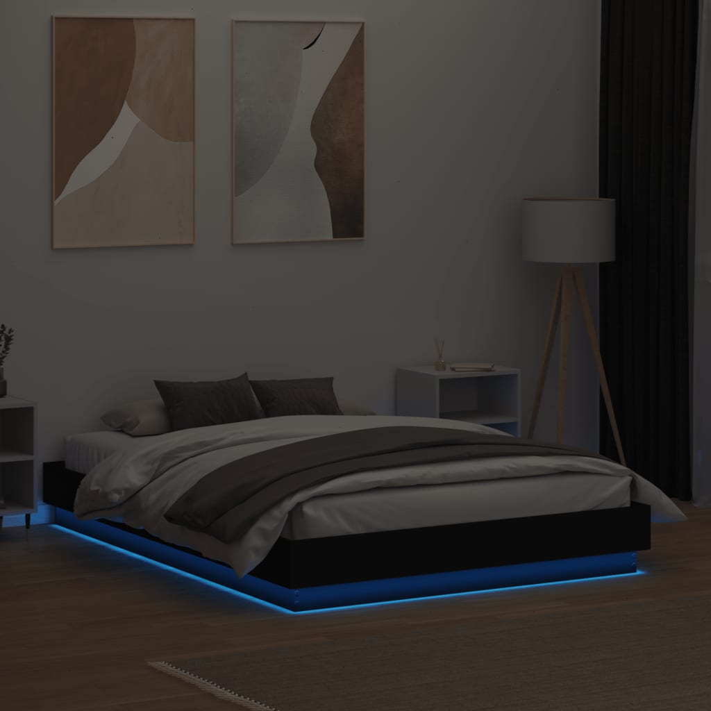Bed Frame with LED Lights Black 135x190 cm