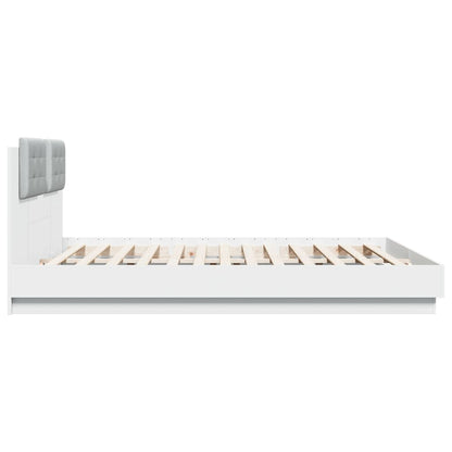 Bed Frame with Headboard and LED Lights White 183x203 cm King Size