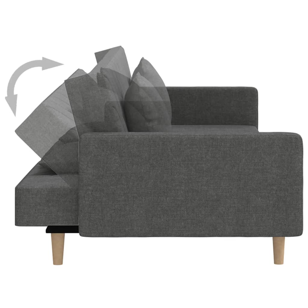 2-Seater Sofa Bed with Two Pillows Dark Grey Fabric