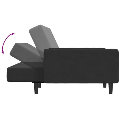 2-Seater Sofa Bed with Footstool Black Velvet