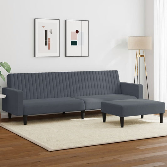 2 Piece Sofa Set Dark Grey Velvet