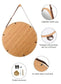 CARLA HOME Hanging Round Wall Mirror 45 cm - Solid Bamboo Frame and Adjustable Leather Strap for Bathroom and Bedroom
