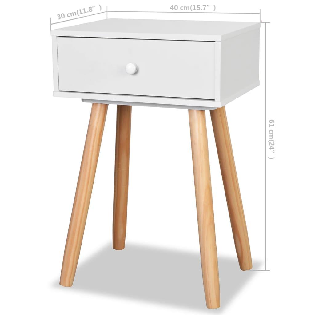 Bedside Tables 2 pcs Solid Pinewood 40x30x61 cm White