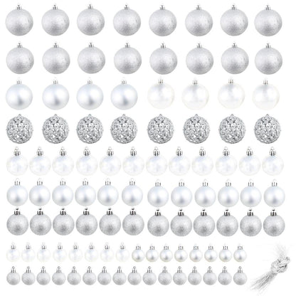 100 Piece Christmas Ball Set 3/4/6 cm Silver