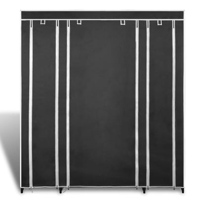Wardrobe with Compartments and Rods 45x150x176 cm Black Fabric