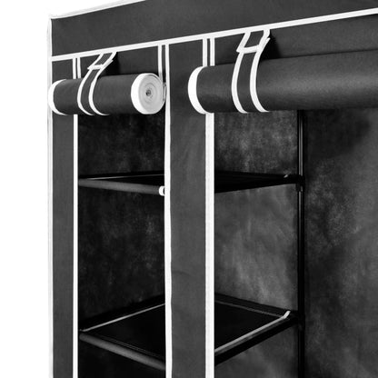 Wardrobe with Compartments and Rods 45x150x176 cm Black Fabric