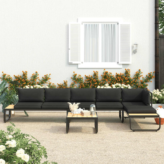 4 Piece Garden Corner Sofa Set with Cushions Aluminium and WPC