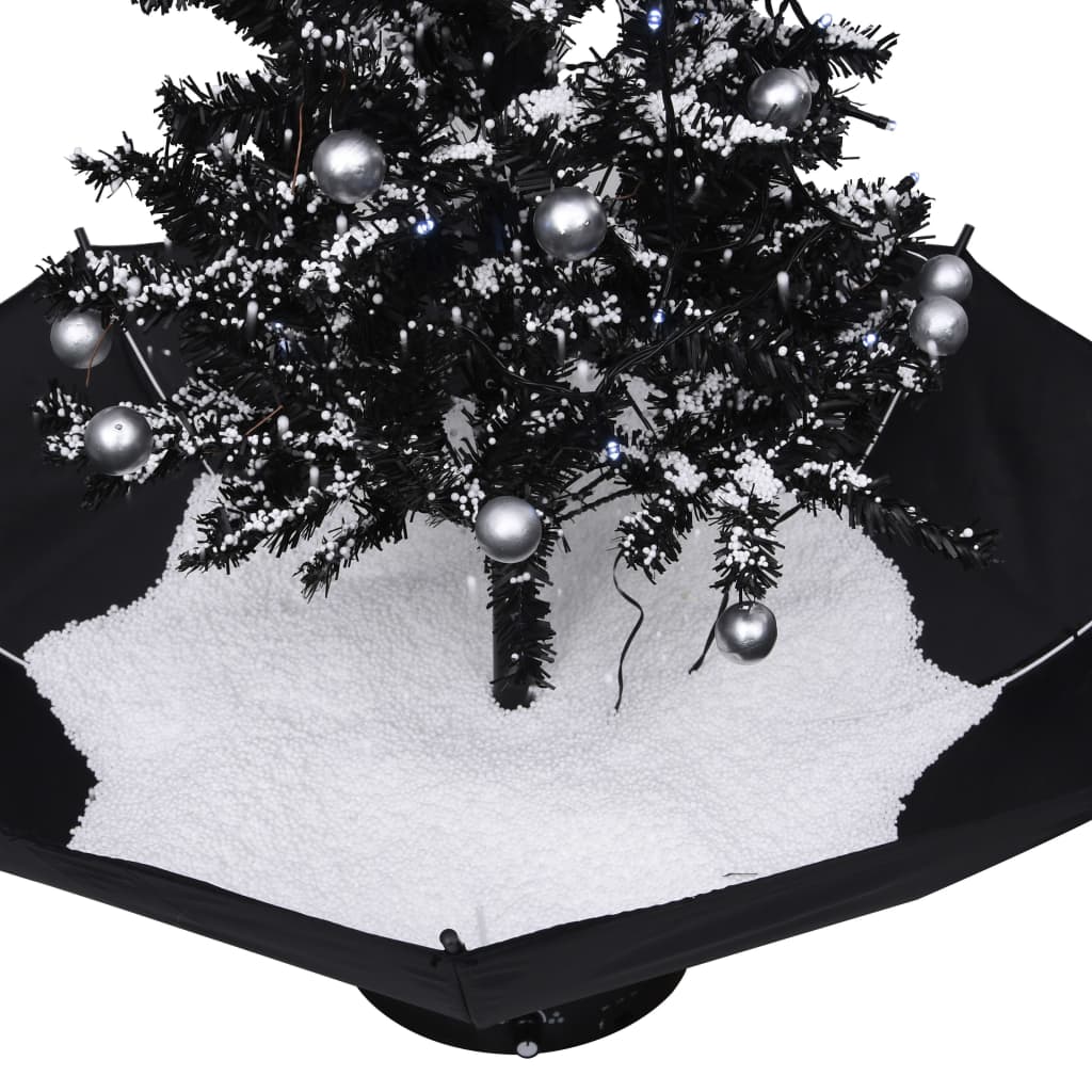 Snowing Christmas Tree with Umbrella Base Black 75 cm PVC