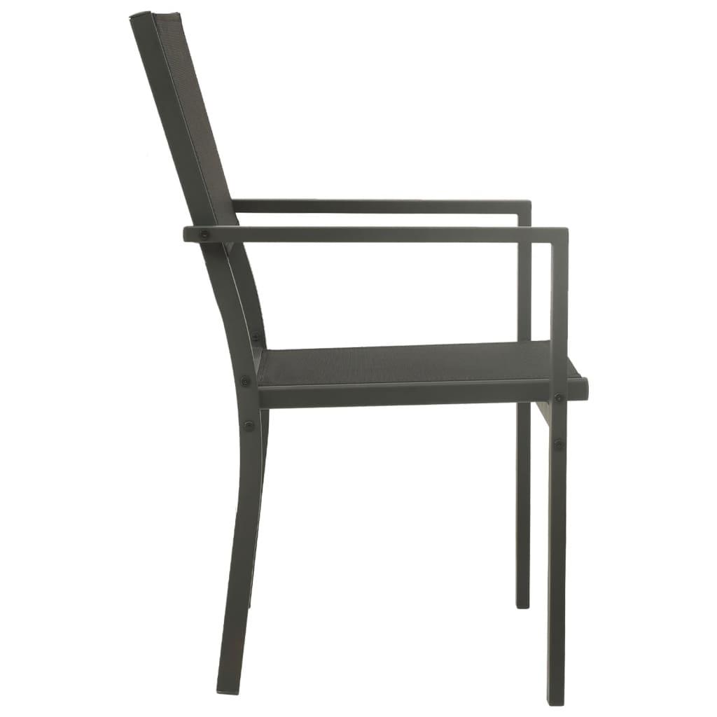 Garden Chairs 2 pcs Textilene and Steel Black and Anthracite