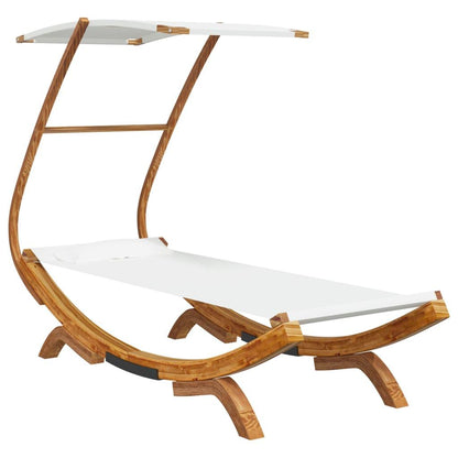 Outdoor Lounge Bed with Canopy 100x190x134 cm Solid Bent Wood Cream