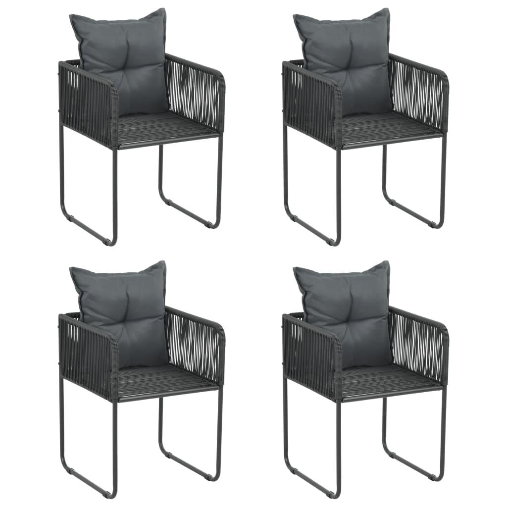 Outdoor Chairs 4 pcs with Pillows Poly Rattan Black