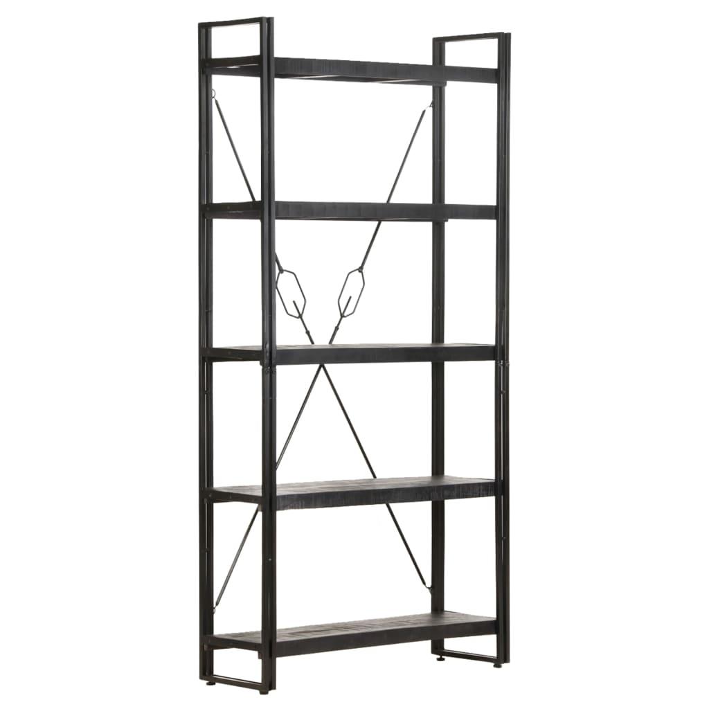 5-Tier Bookcase Black 90x30x180 cm Solid Mango Wood