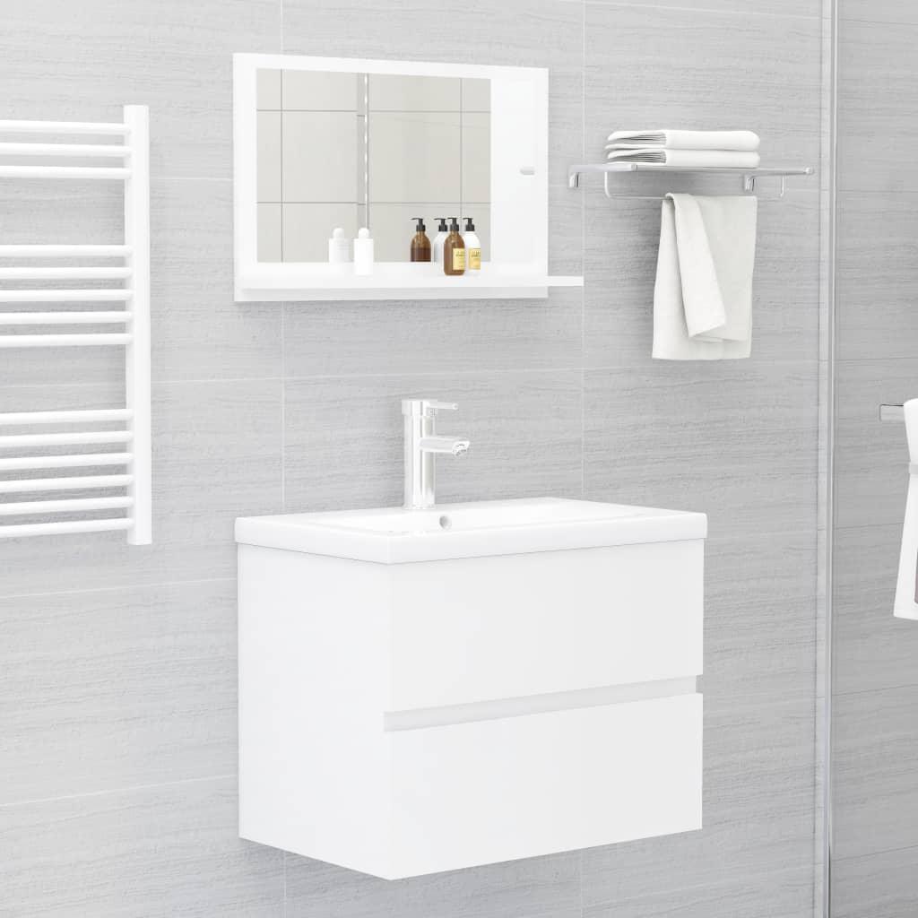 Bathroom Mirror High Gloss White 60x10.5x37 cm Engineered Wood