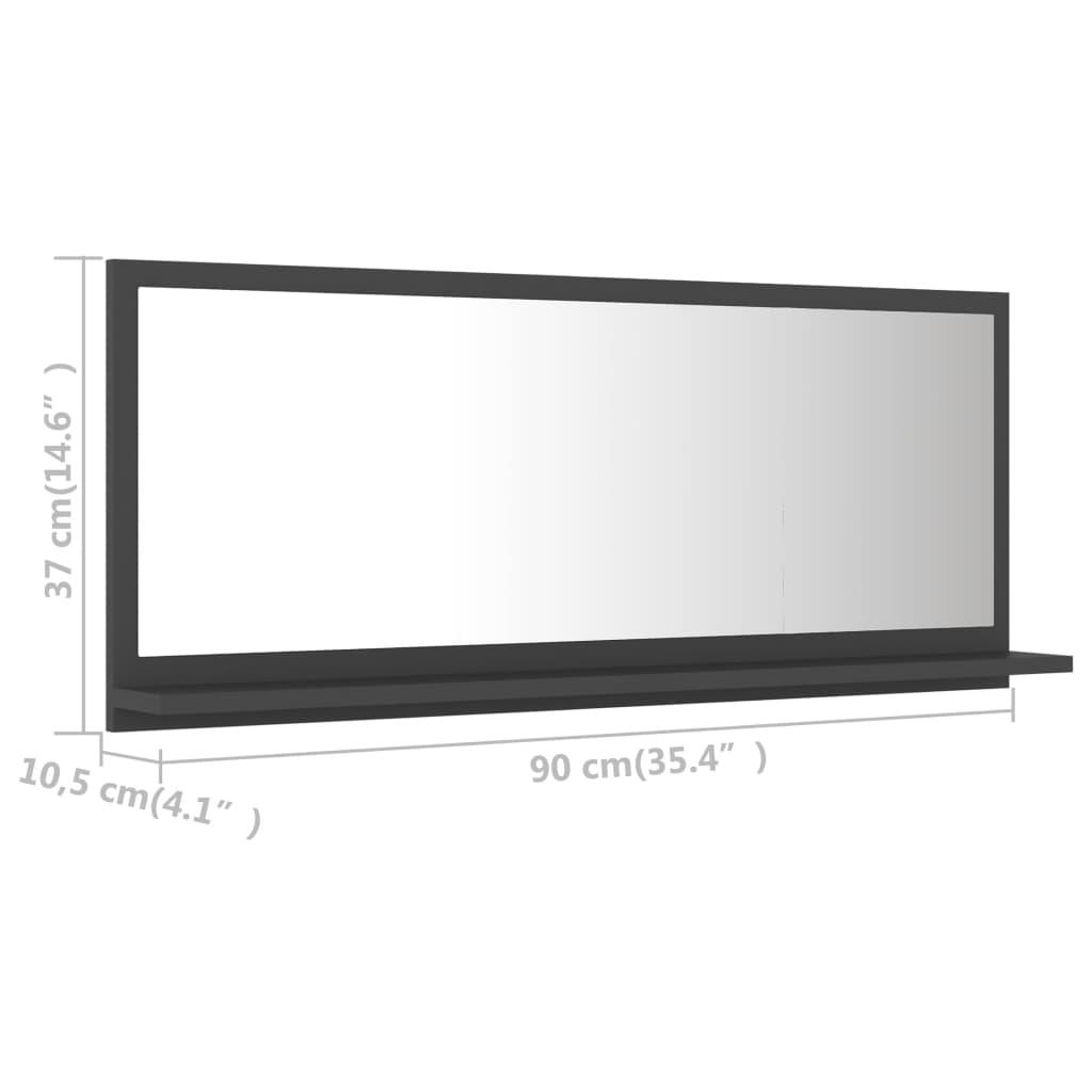 Bathroom Mirror Grey 90x10.5x37 cm Engineered Wood