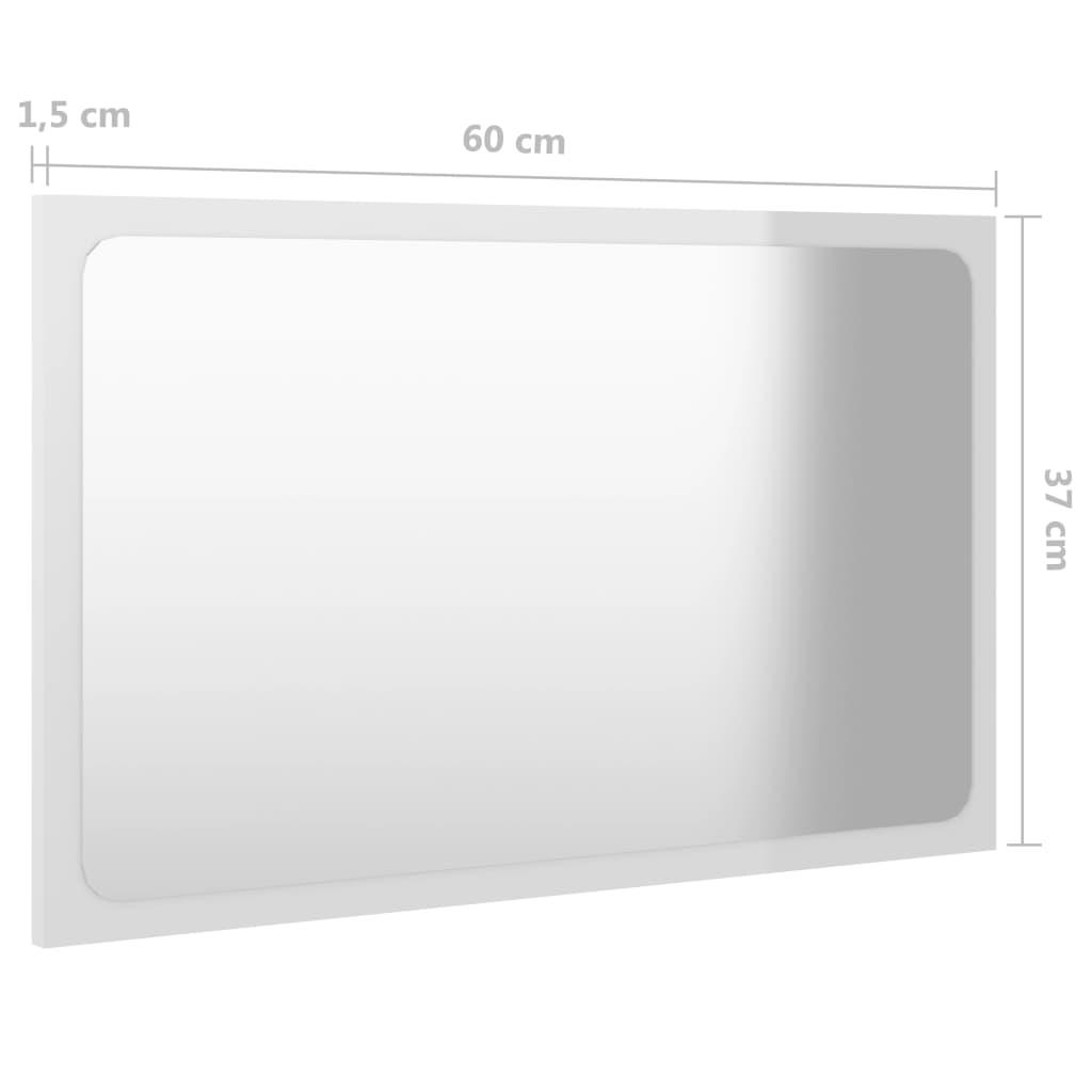 Bathroom Mirror High Gloss White 60x1.5x37 cm Engineered Wood