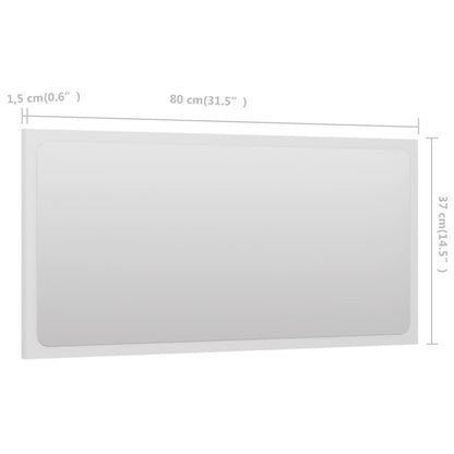 Bathroom Mirror White 80x1.5x37 cm Engineered Wood